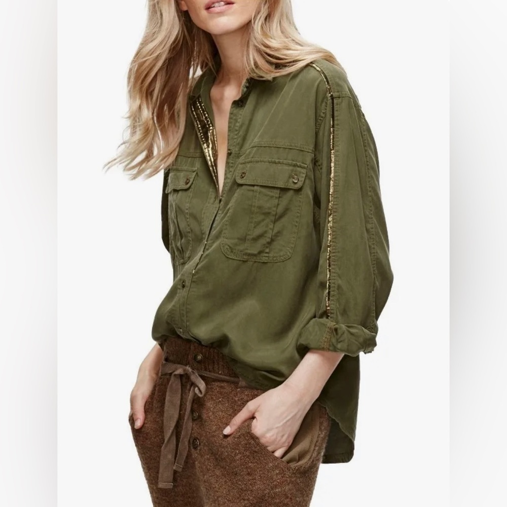 FREE People Women's Moss Off Campus Button Down Shirt Small